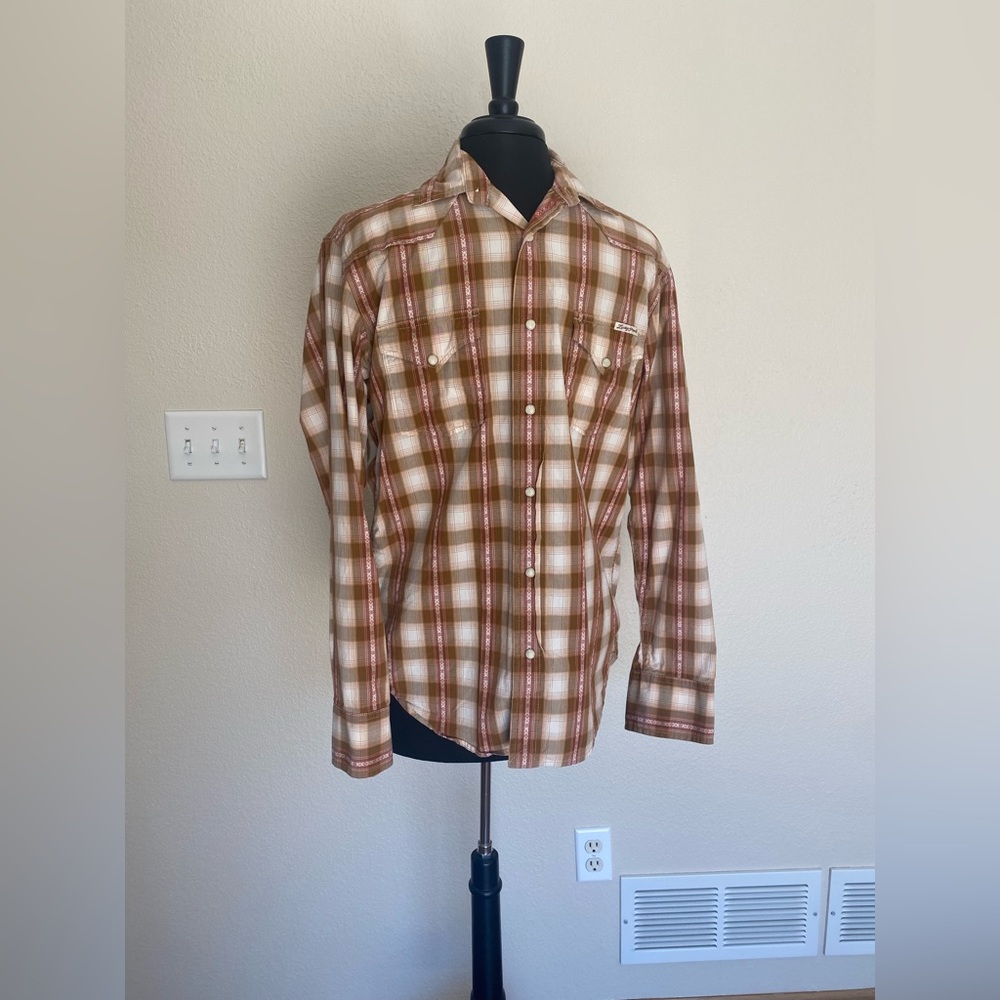 Lucky Brand Plaid Men's Long Sleeve "Pearl" Snap Shirt - Distinctive Western